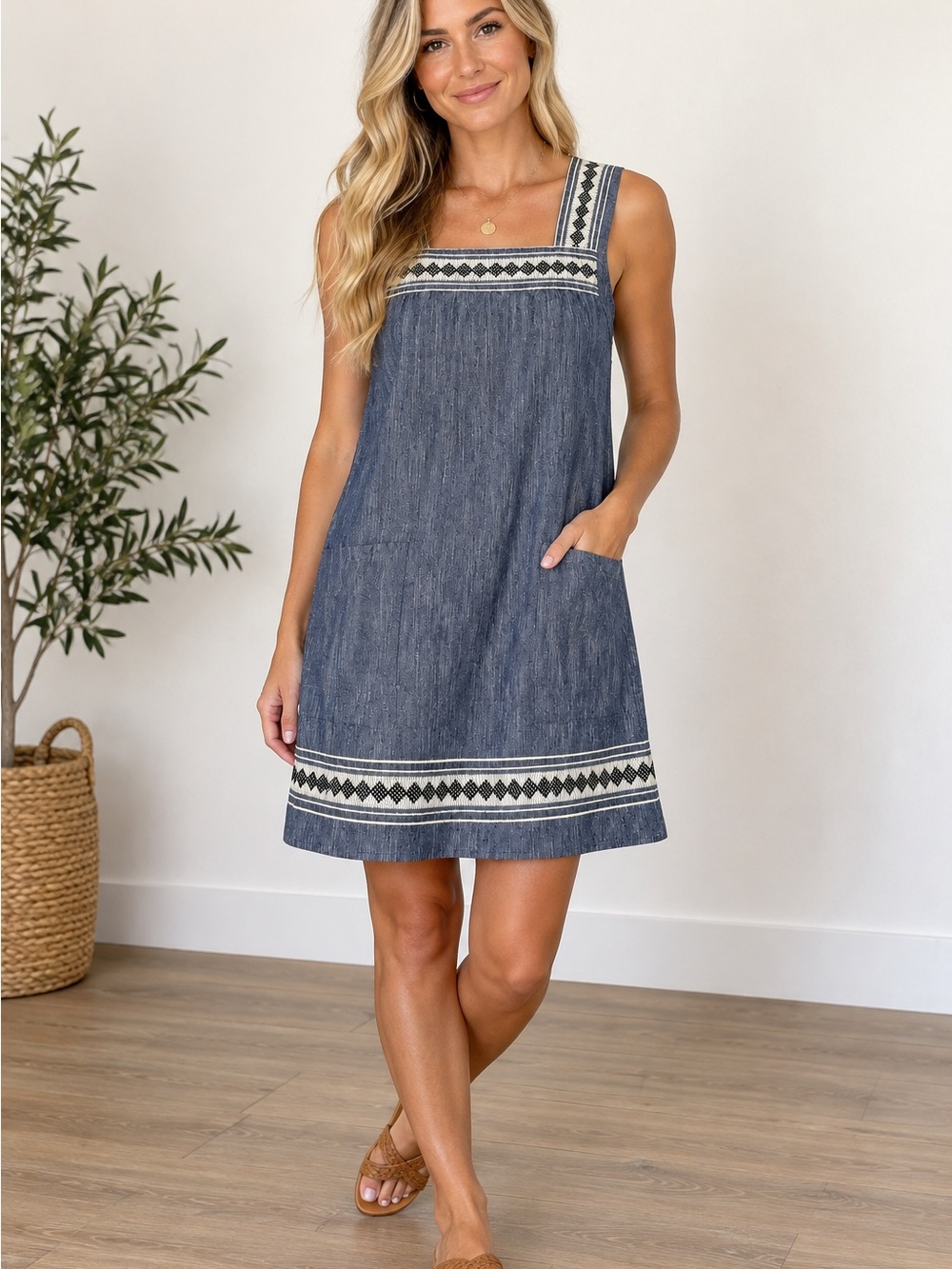 Faherty Hailee Organic Cotton Jacquard Shift Dress NWT SM